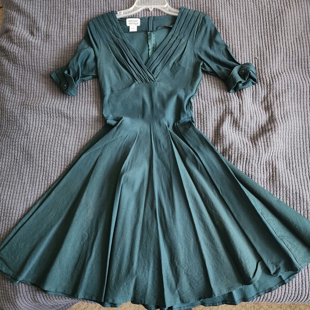 Unique Vintage Dark Green Dress